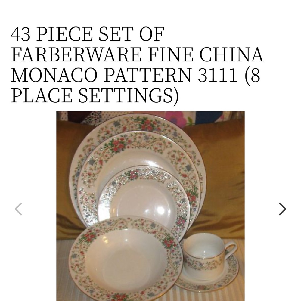 Farberware Monaco Pattern Dinnerware Set with Floral Design